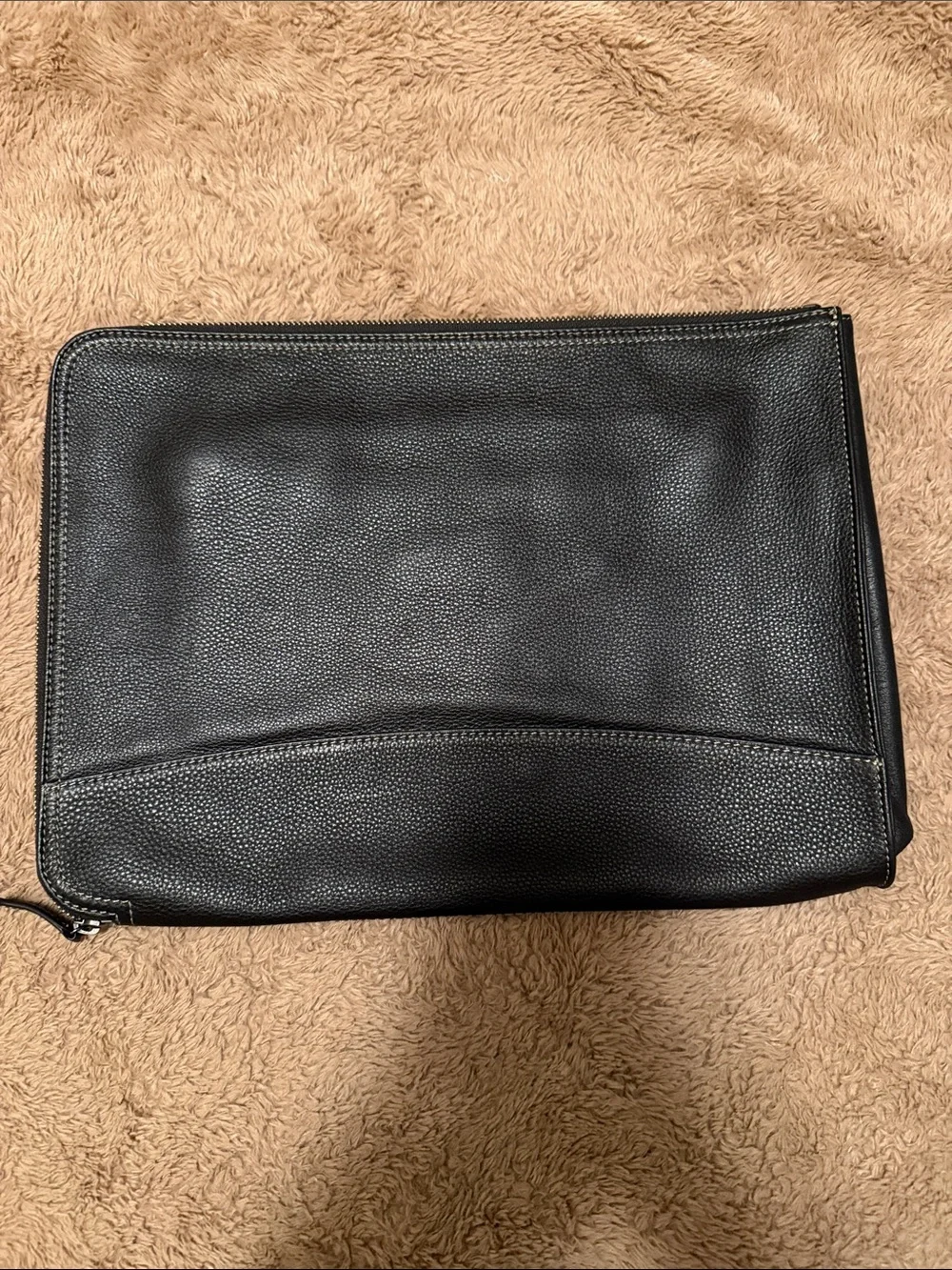 Levenger Black Pebbled Leather Zip Portfolio Organizer